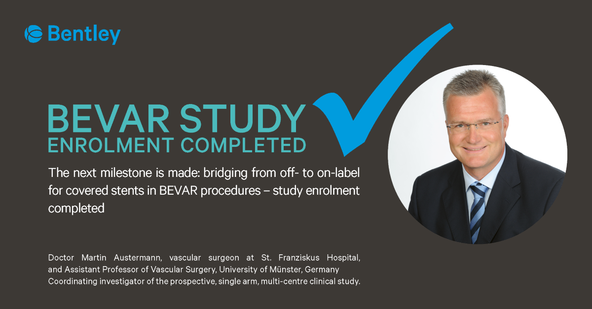 Recruitment complete in BEVAR study for on-label use of the Bentley BeGraft peripheral PLUS as a bridging stent